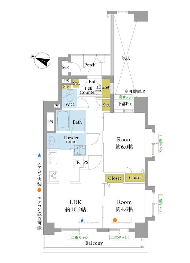 神泉　渋谷が生活圏内、ペット2匹飼育可能な角部屋2LDK　 間取図
