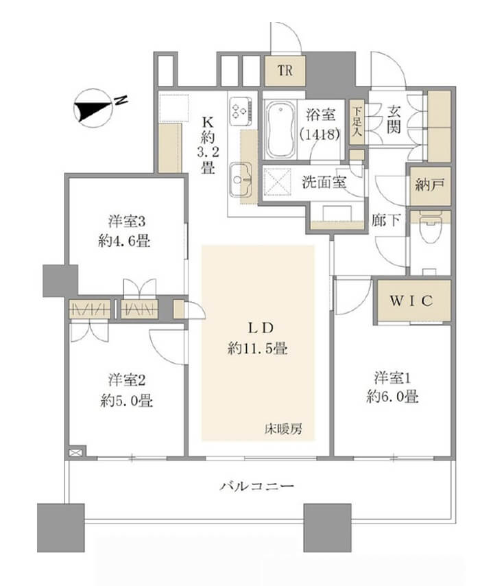 パークシティ大崎ザタワー　カーテンを開けて過ごしたい、開放的な眺望 間取り図