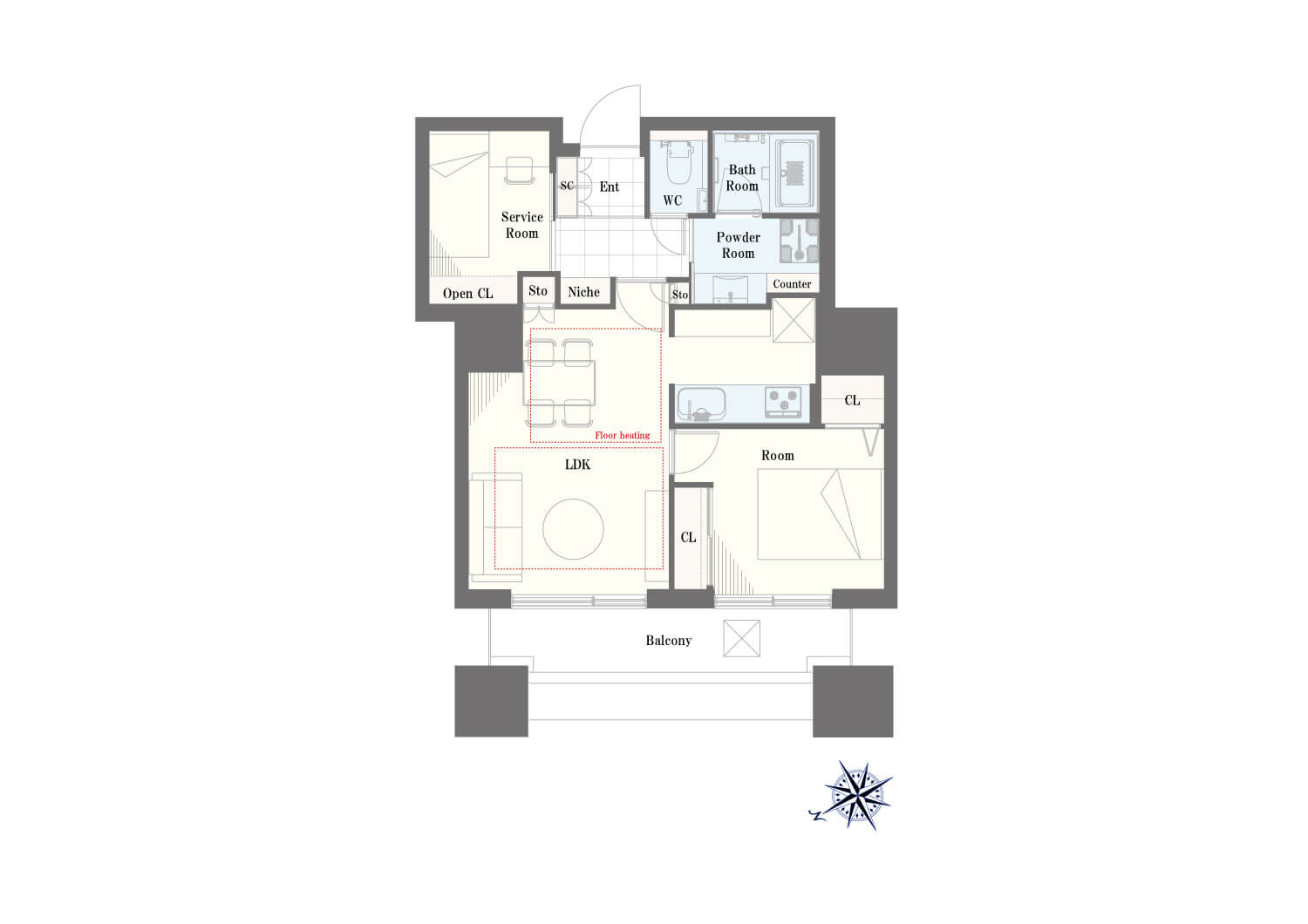 東京ツインパークスライトウィング　東京タワーを日常の背景に 間取り図