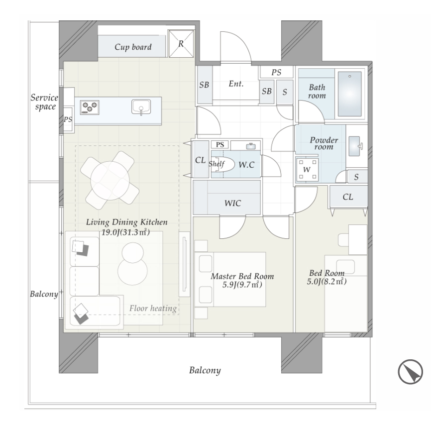 ウェリスタワー愛宕虎ノ門　東京タワービュー、毎日が特別感のある眺望 間取図