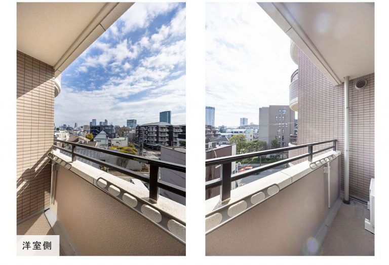 朝日マンション駒場A棟の外観と共用部