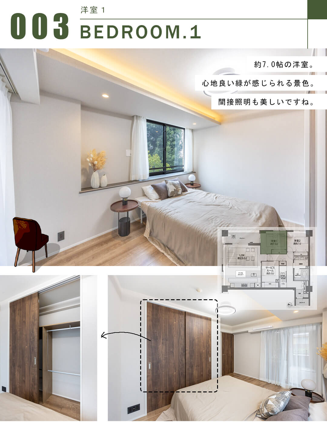 グランフォルム六番町の洋室1