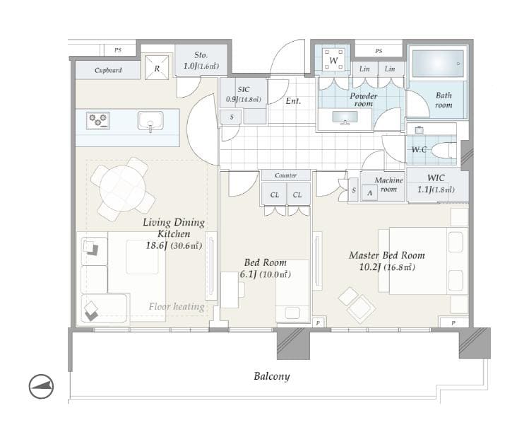 HARUMI FLAG PARK VILLAGE T棟　築後未入居！49階プレミアムフロア、東京湾と東京タワーを望む特別席 間取り図