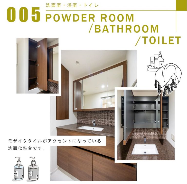 005洗面室,浴室,トイレ,POWDERROOOM,BATHROOM,TOILET