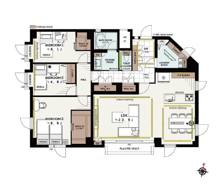 代々木上原　低層ヴィンテージに住まう、110㎡超の私邸 間取図