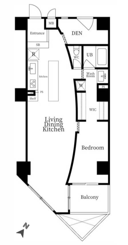 白金台　色や素材が生むお洒落な空間 間取図