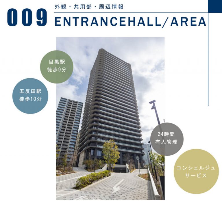 プラウドタワー目黒MARCの外観と共用部
