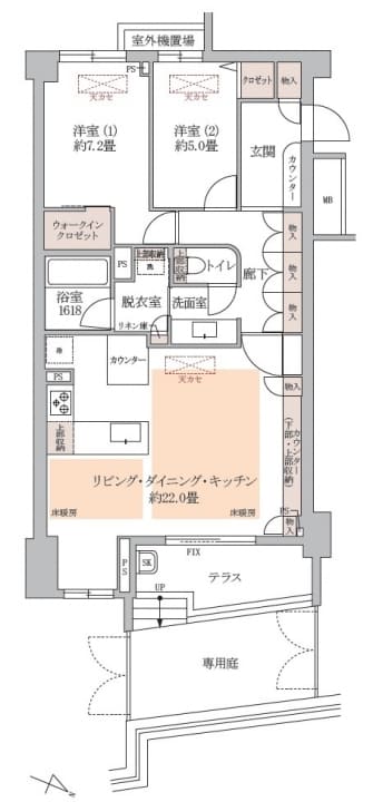品川　高輪の高台に住まう、テラス・専用庭付きの私邸 間取図