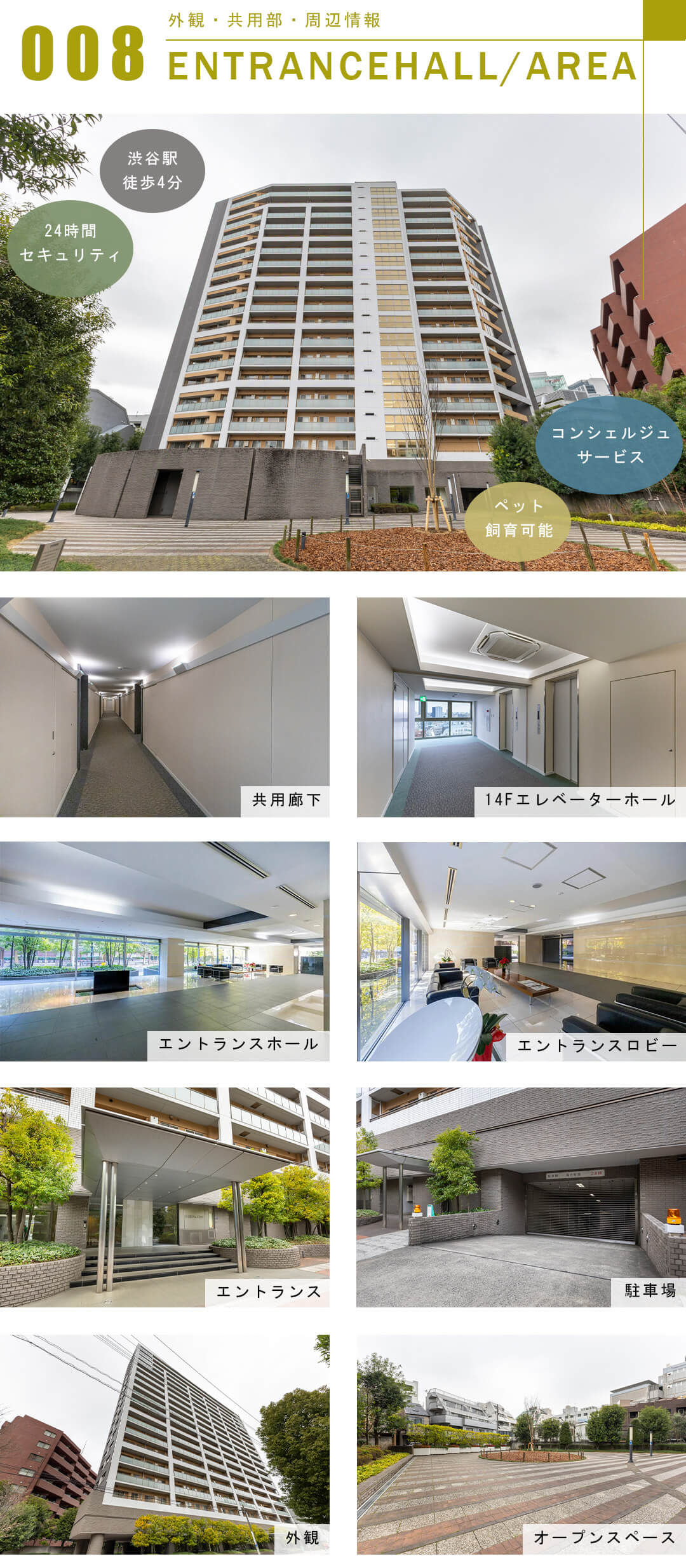 渋谷アインスの外観と共用部