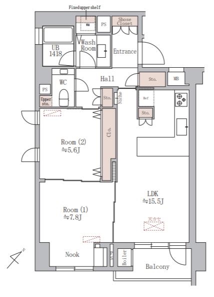 渋谷　光と回遊性を纏う角住戸 間取り図