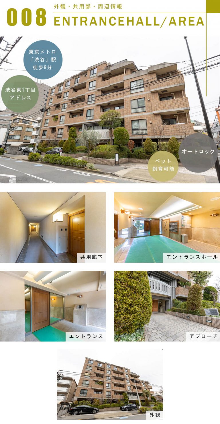 ジェイパーク渋谷東の外観と共用部