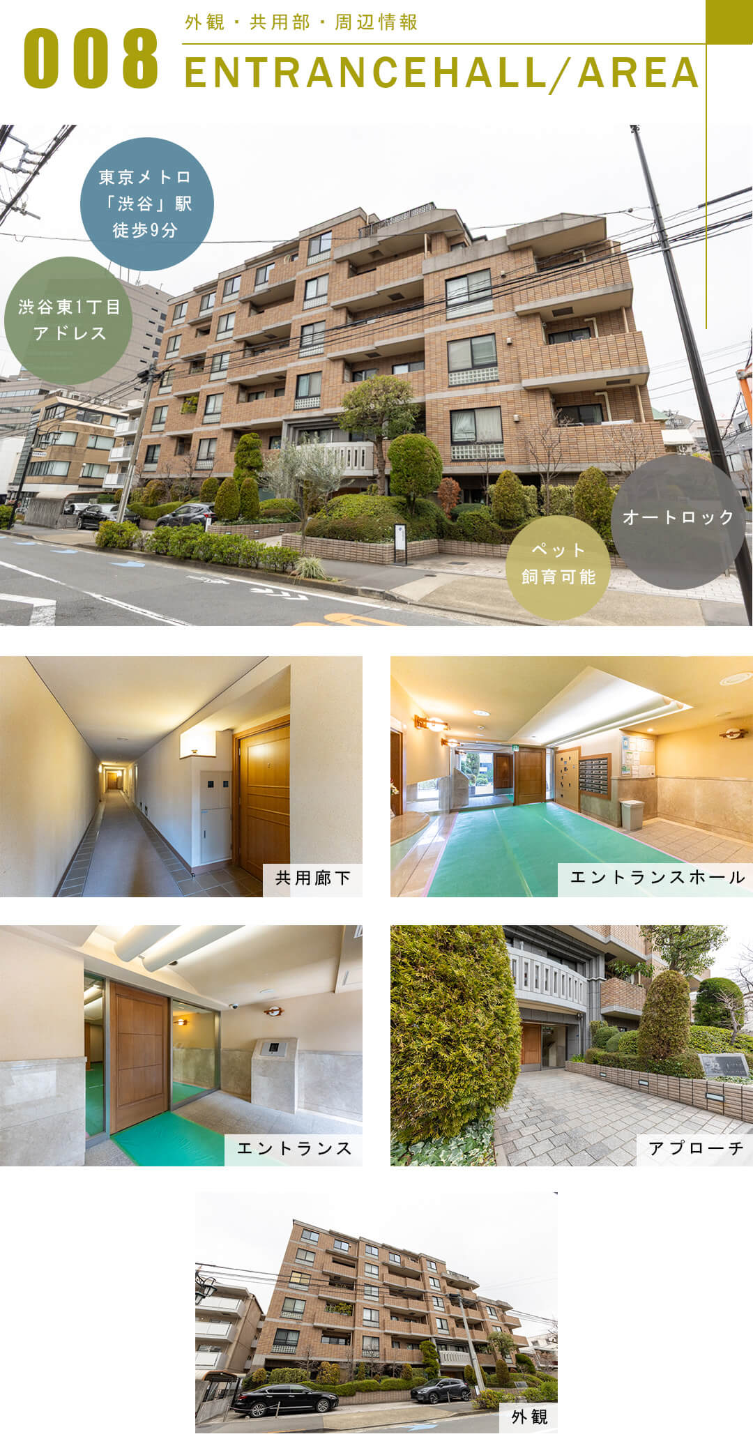 ジェイパーク渋谷東の外観と共用部