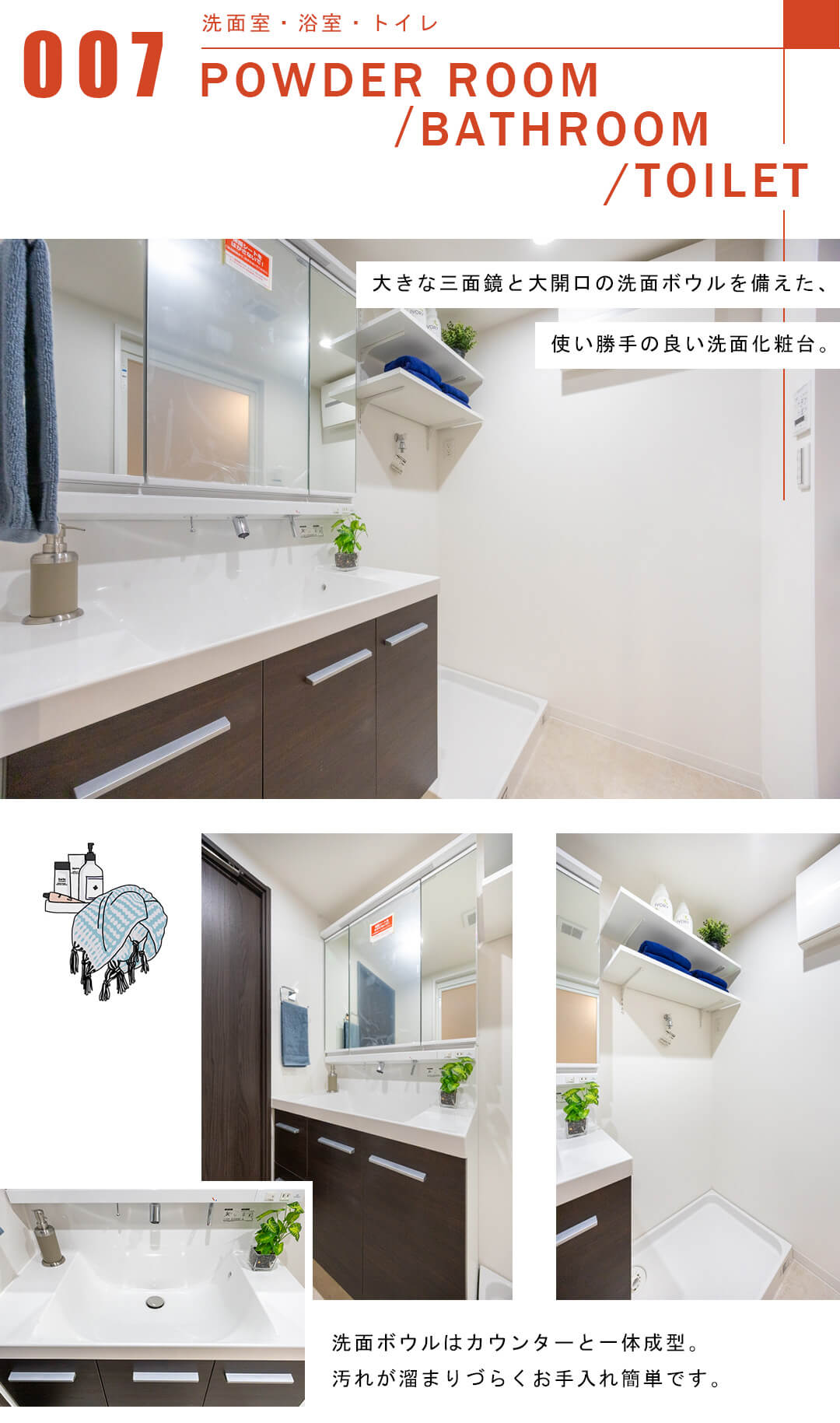 三田ナショナルコートの洗面室