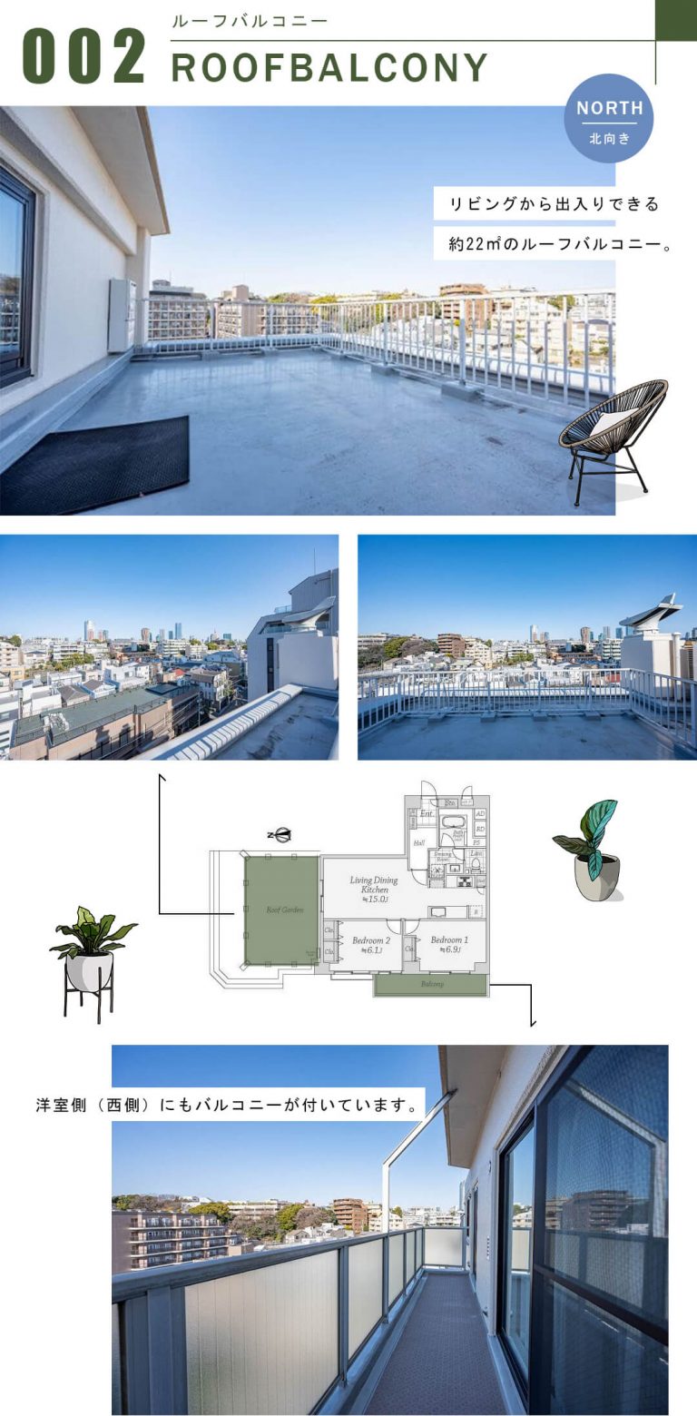 イトーピア南麻布マンションのルーフバルコニー