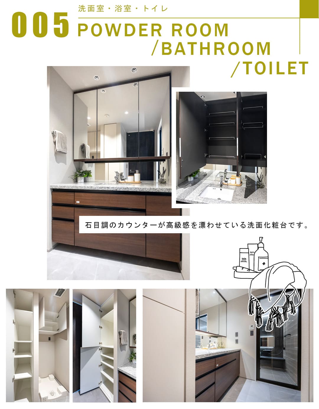 005洗面室,浴室,トイレ,POWDERROOOM,BATHROOM,TOILET