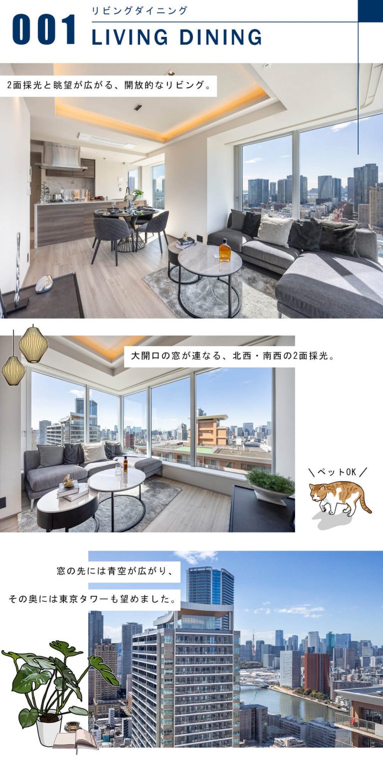 キャピタルゲートプレイスザ・タワーのリビングダイニング