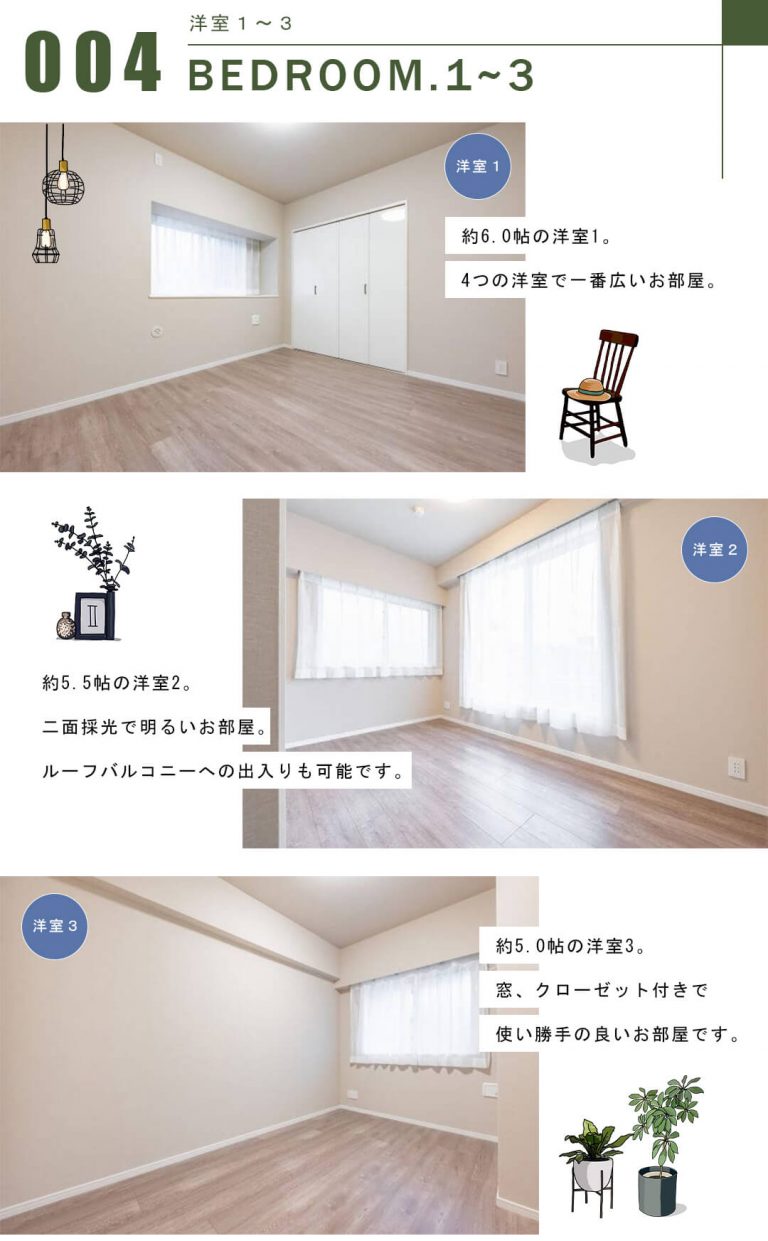 フォリアージュの洋室1～3