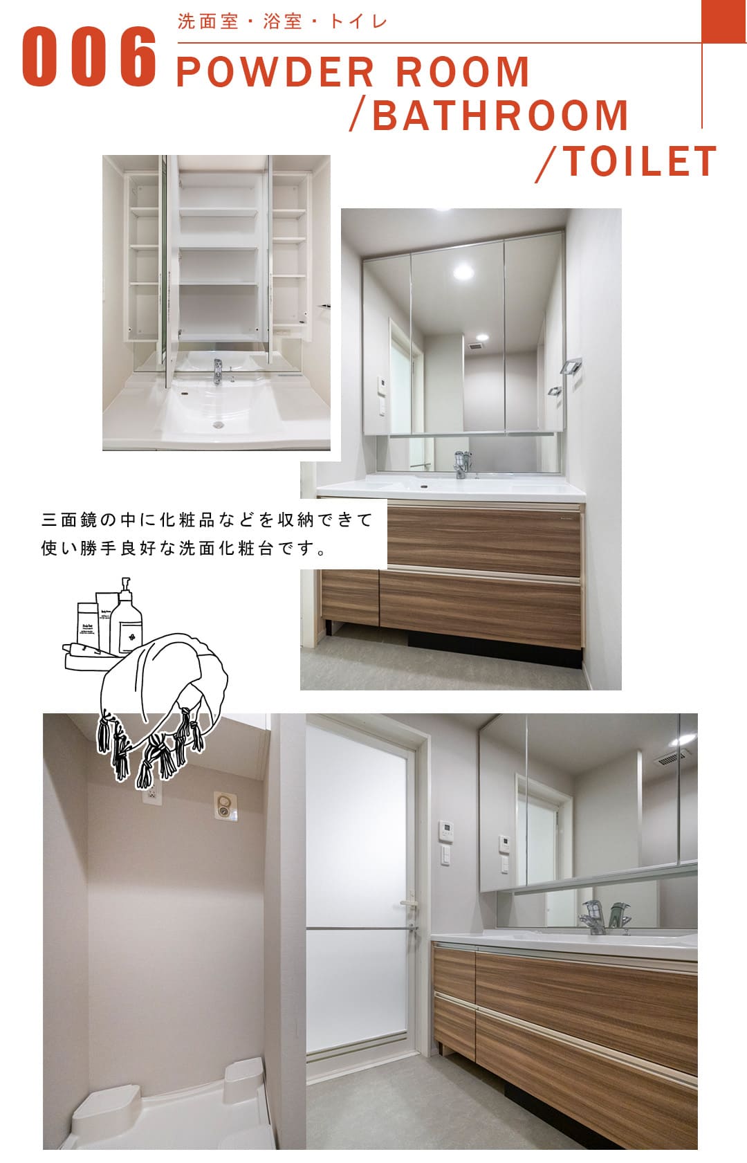 006洗面室,浴室,トイレ,POWDERROOM,BATHROOM,TOILET