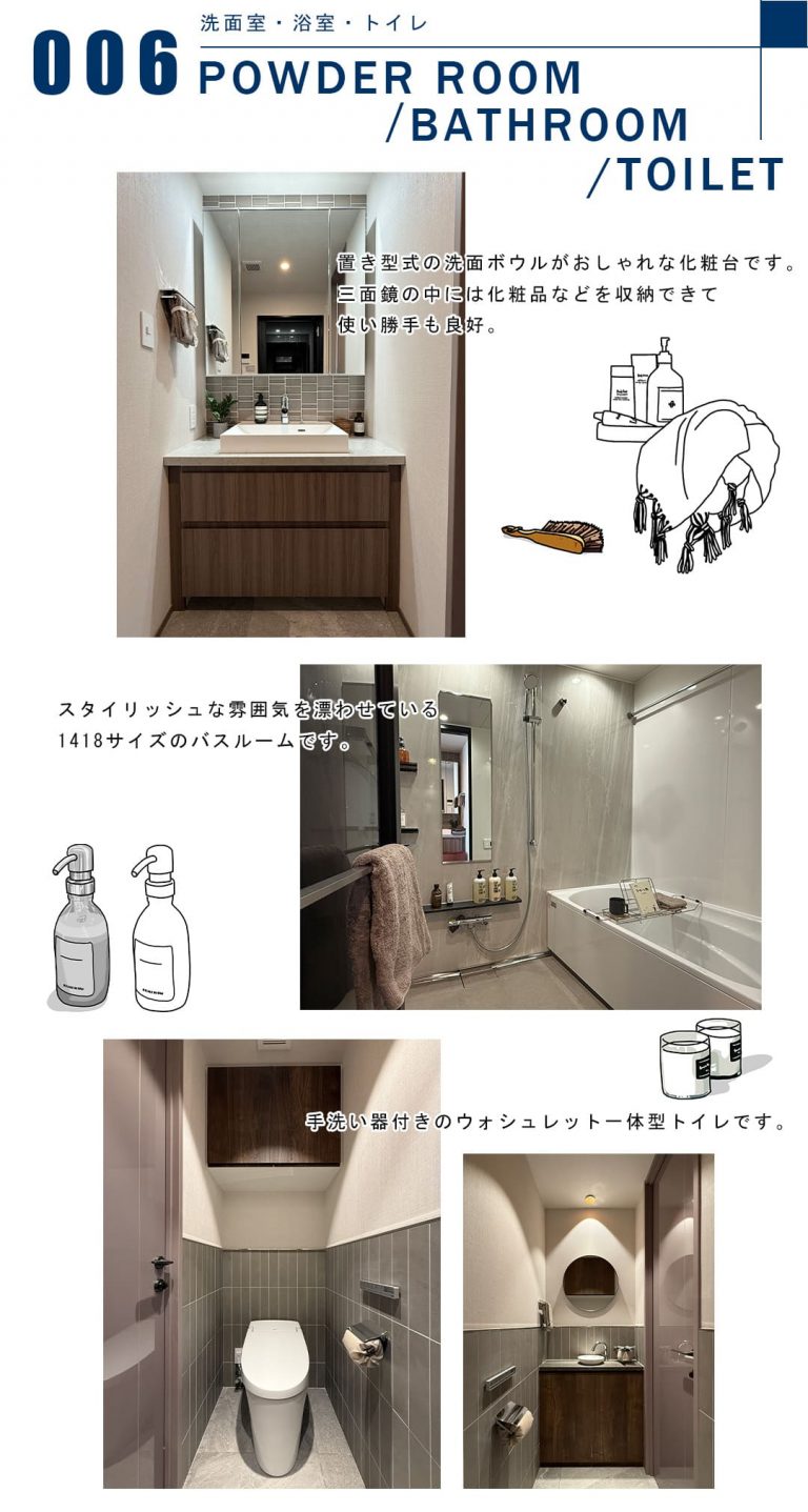 006洗面室,浴室,トイレ,POWDERROOM,BATHROOM,TOILET