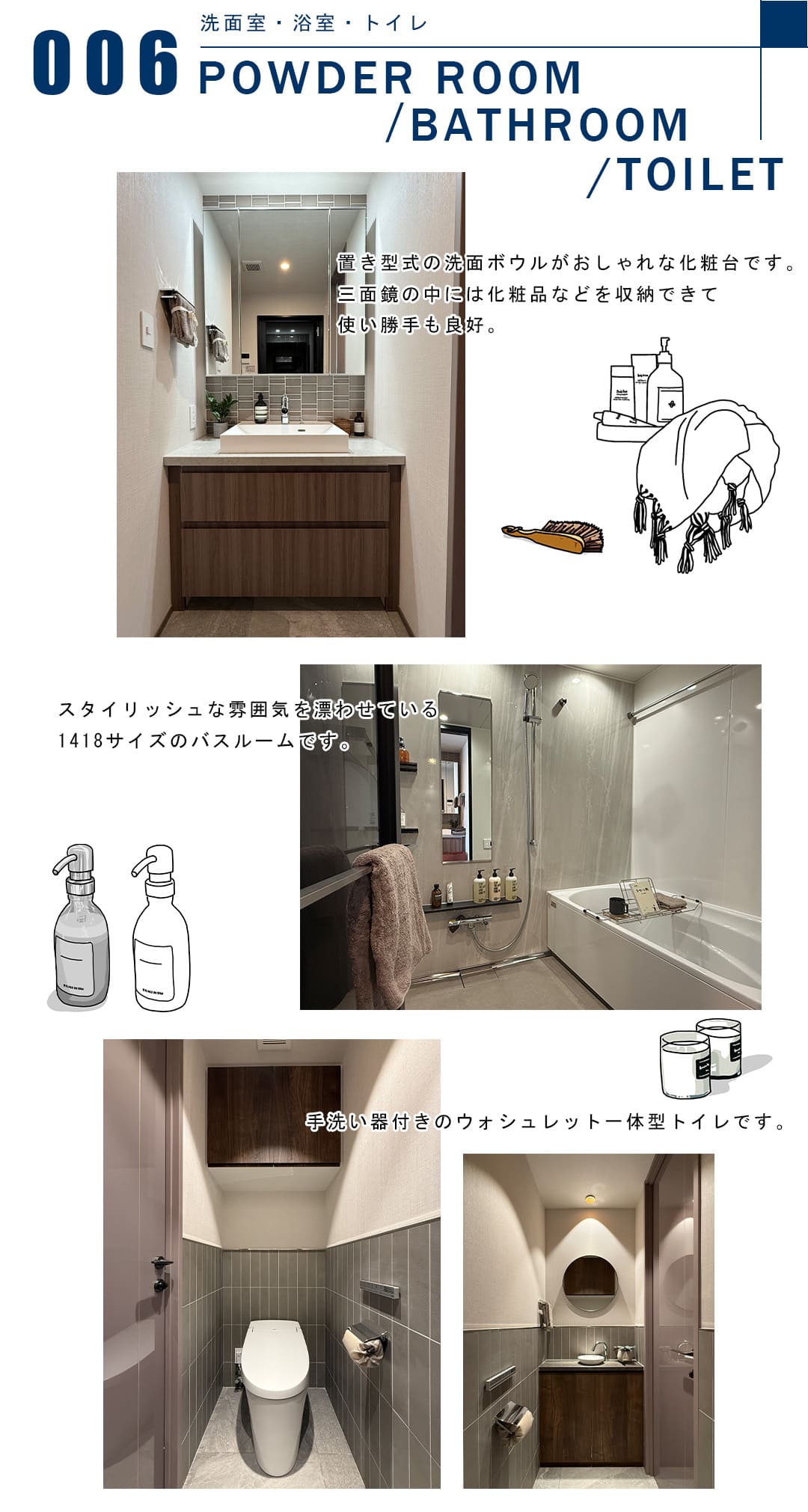 006洗面室,浴室,トイレ,POWDERROOM,BATHROOM,TOILET