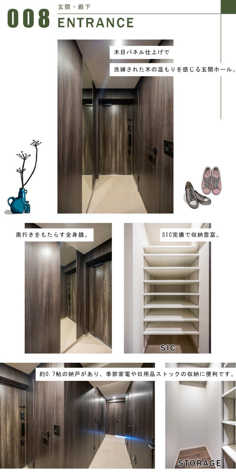 ピアース四谷Hillsの玄関と廊下