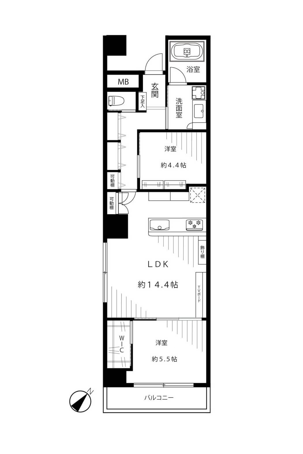 信濃町　緑に寄り添う、光あふれる南東角住戸 間取り図