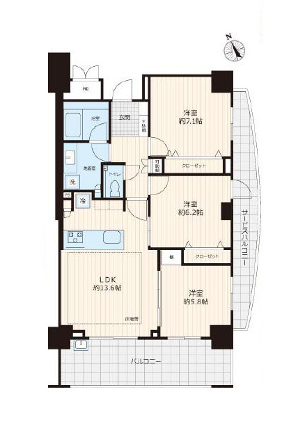 パークコート麻布十番三田ガーデン棟　三田一丁目に佇む、上質な角住戸 間取り図