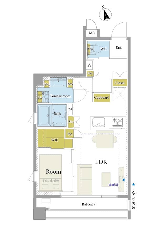 表参道　洗練された街・南青山で暮らす角部屋1LDK 間取り図