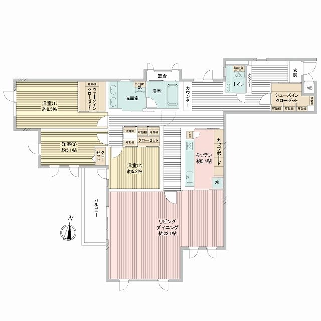目白　低層レジデンスに住まう、144㎡の三方角住戸 間取り図