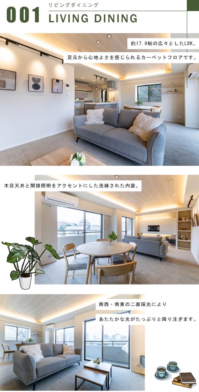 オーベル高田馬場のリビングダイニング