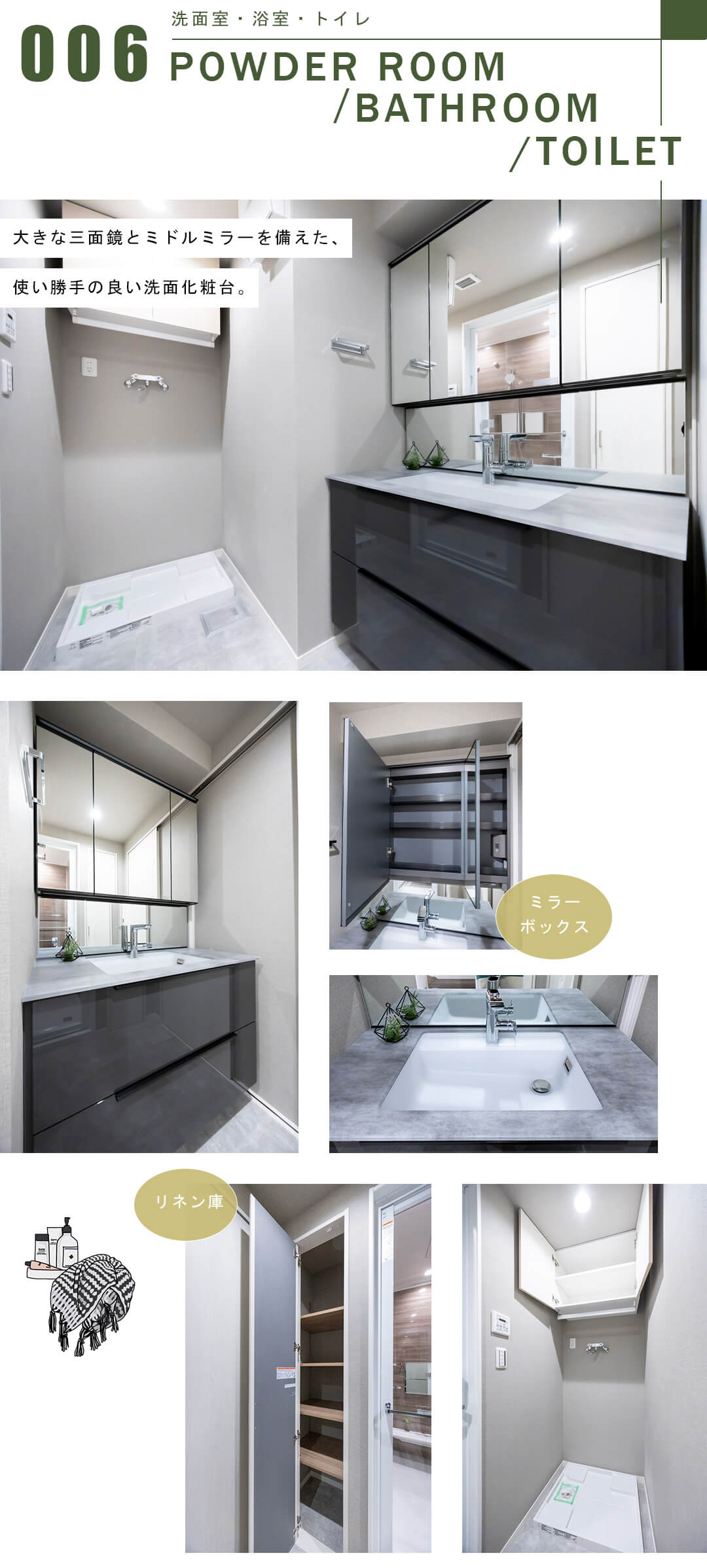 オーベル高田馬場の洗面室