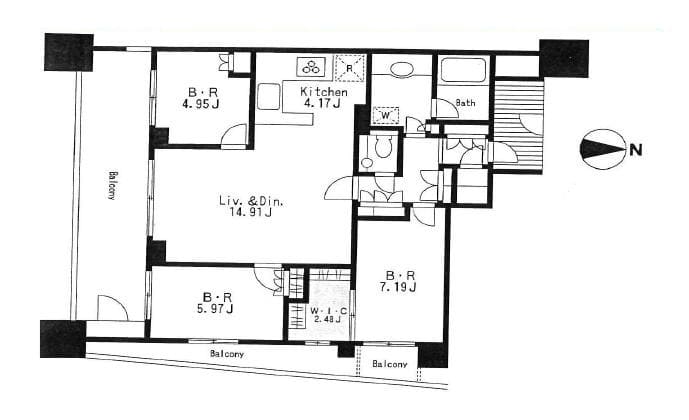 白金高輪　駅から徒歩2分！自由に仕上げる、眺望良好な南向き住戸 間取り図