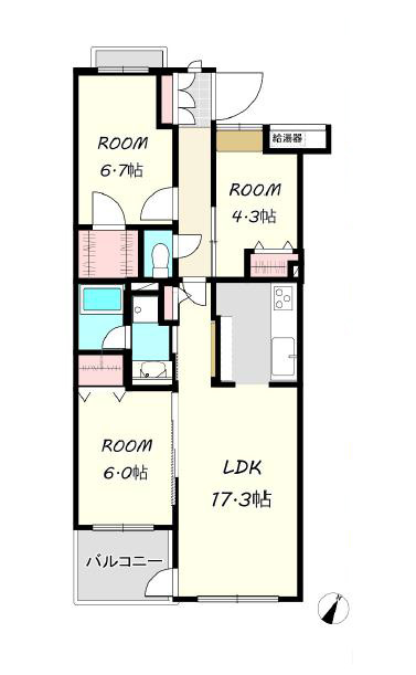 初台　低層レジデンスの最上階、光とゆとりに包まれる3LDK 間取り図