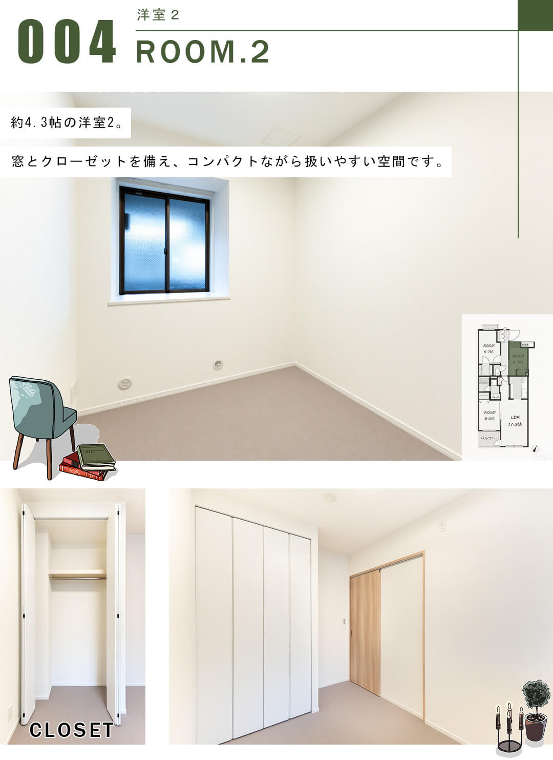 フェアロージュ代々木の洋室