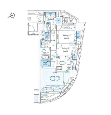 プラウド渋谷東　渋谷・恵比寿を日常に、新築未入居の角住戸 間取り図