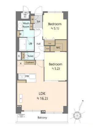恵比寿　日常を少し豊かにする、陽だまりの2LDK 間取り図