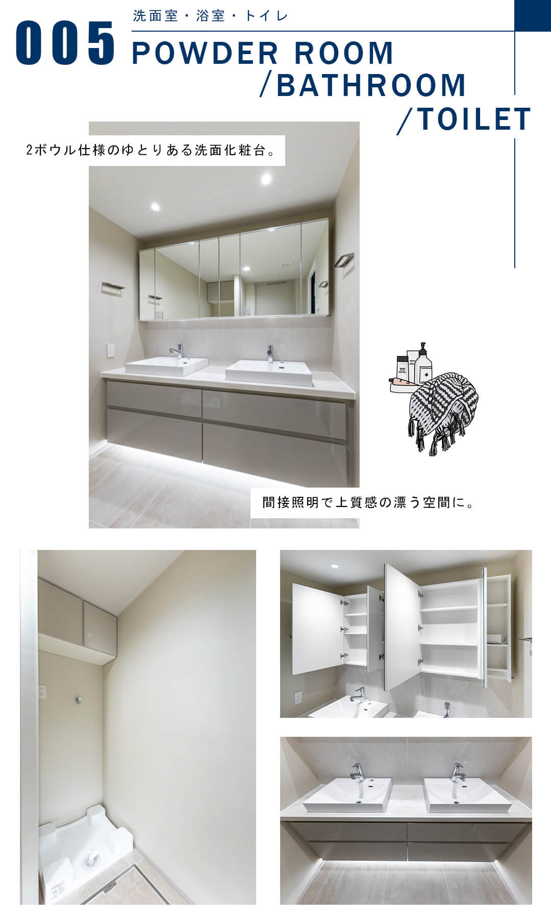 品川Vタワーの洗面室