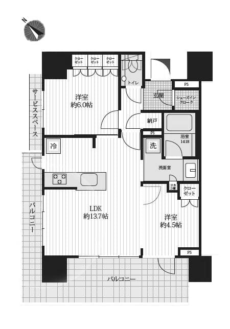 ウェリスタワー愛宕虎ノ門　東京タワーを間近に感じる、都心の快適な暮らし 間取り図