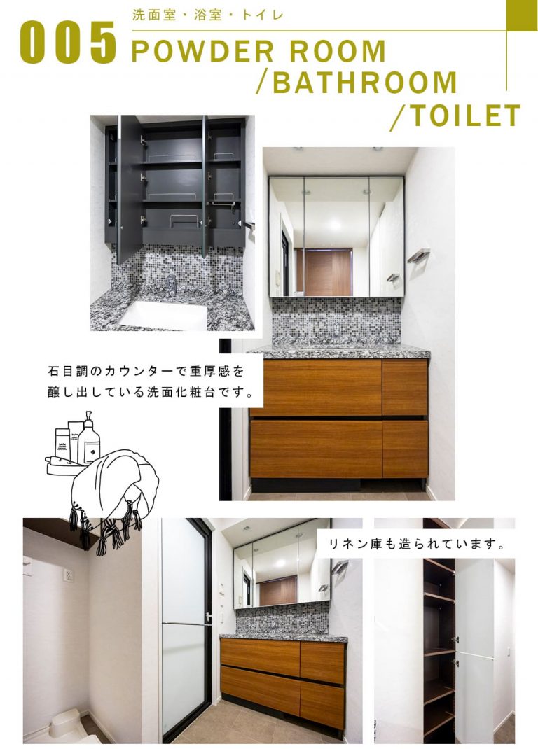 005洗面室,浴室,トイレ,POWDERROOOM,BATHROOM,TOILET