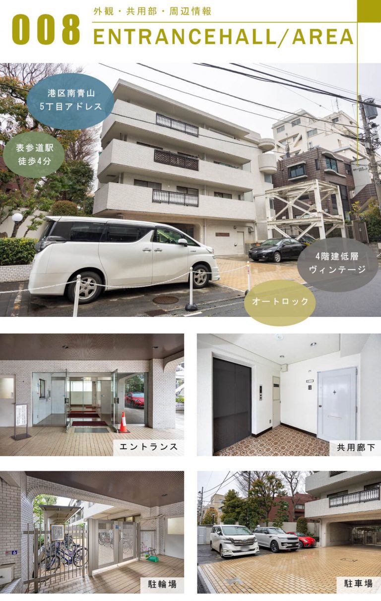 サンビューハイツ南青山の外観と共用部