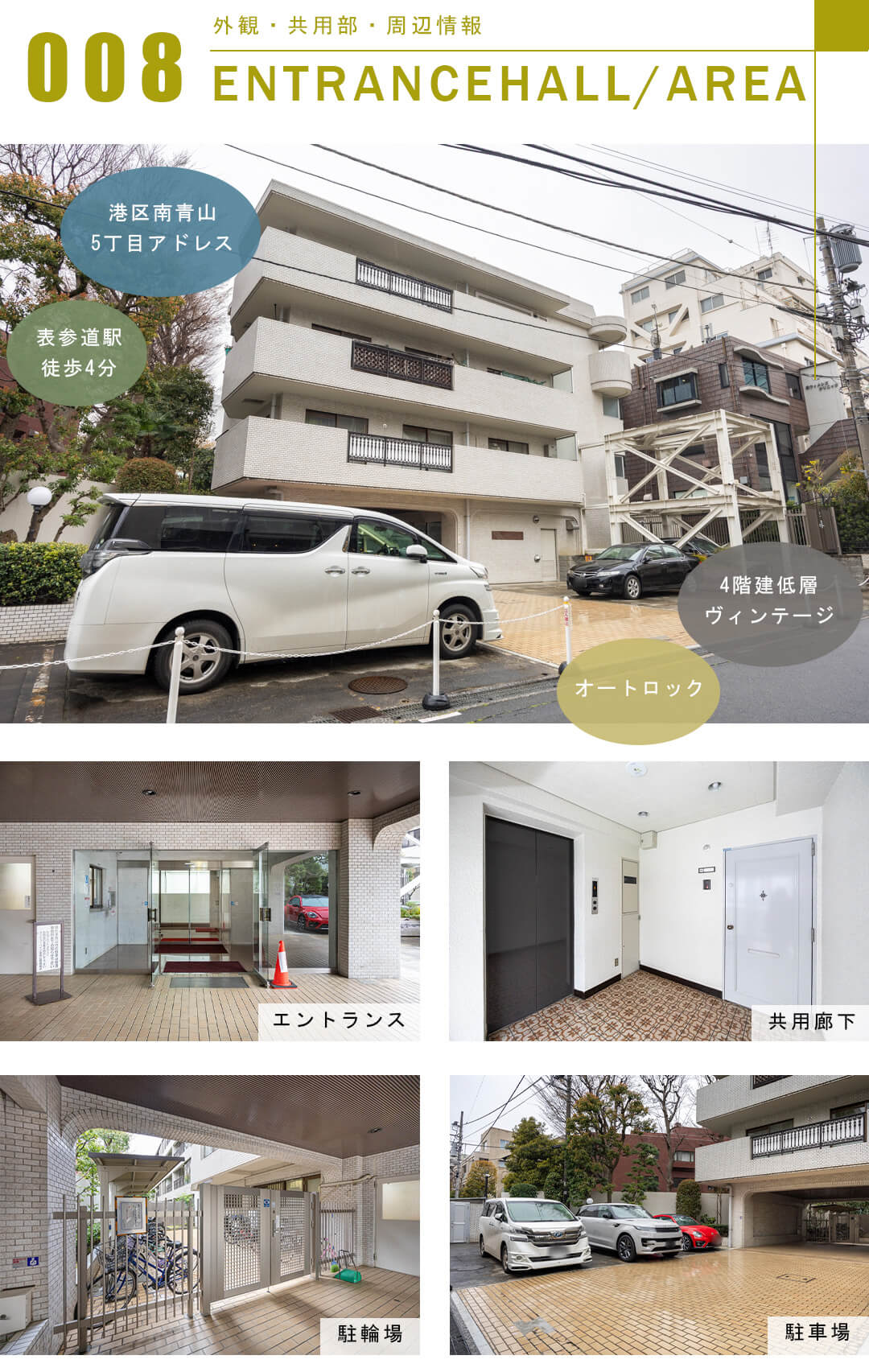 サンビューハイツ南青山の外観と共用部