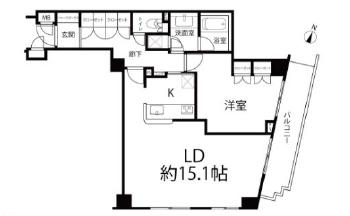 麻布十番　回遊動線と二面採光が心地よい角住戸 間取り図