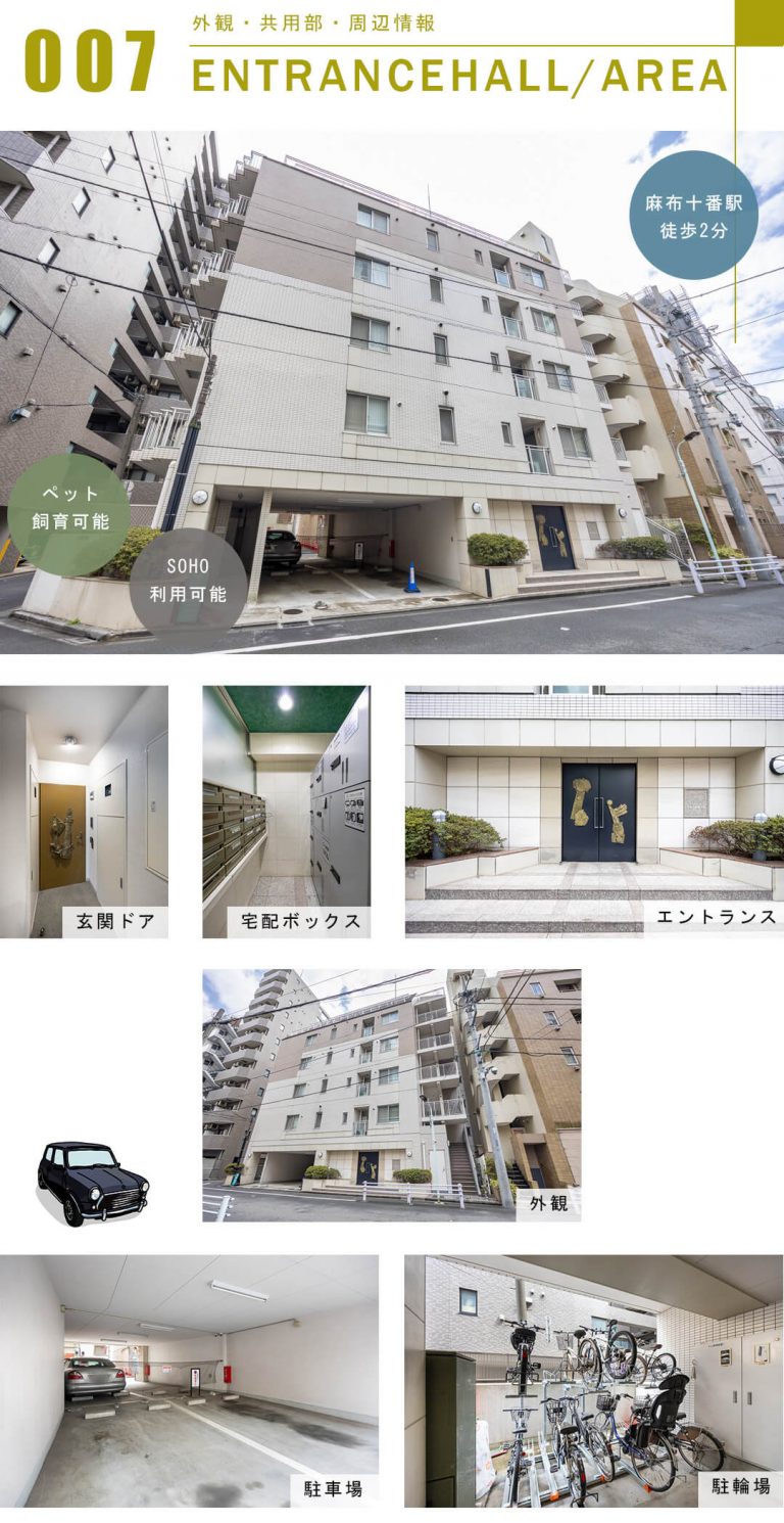 東急ドエル・アルス麻布十番の外観と共用部