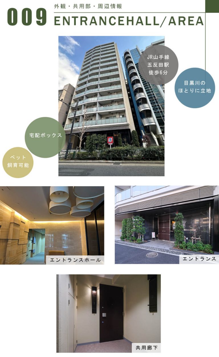 リビオ目黒リバーサウスの外観と共用部