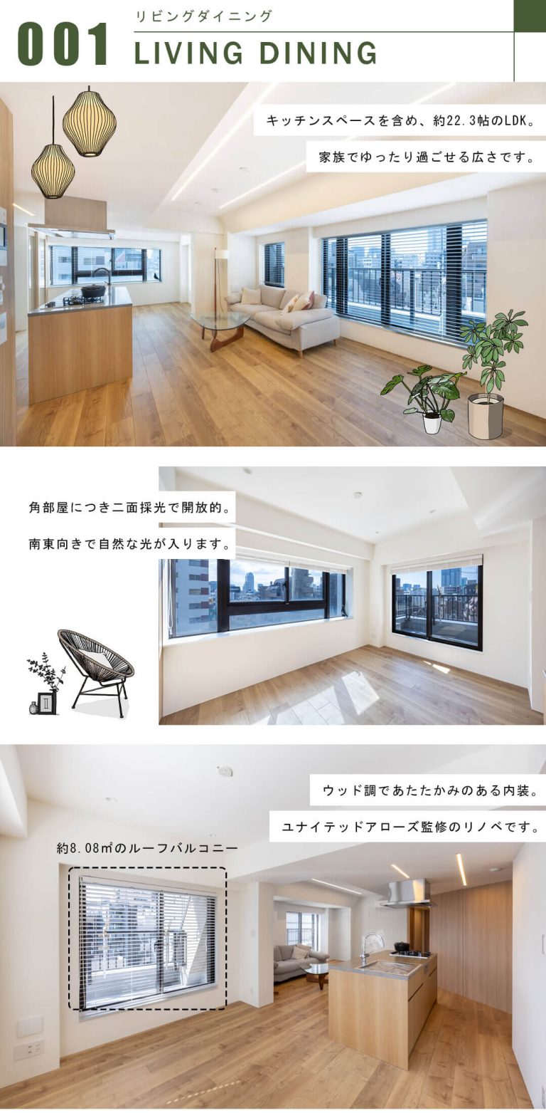 ライオンズマンション麻布十番南のリビングダイニング