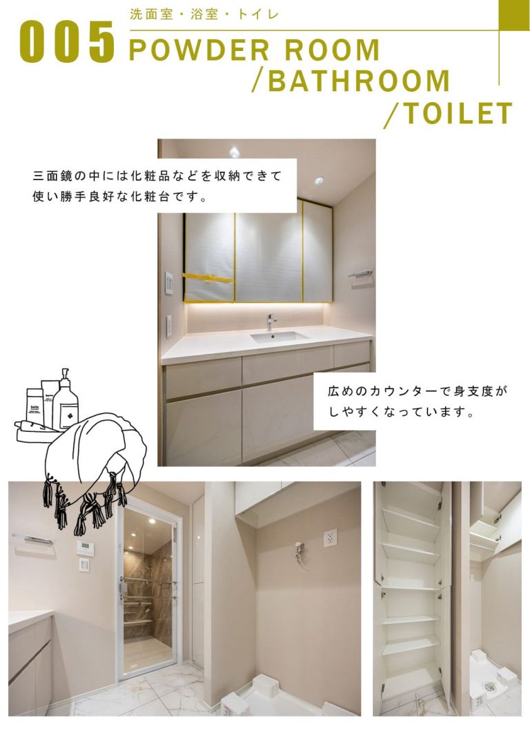 005洗面室,浴室,トイレ,POWDERROOOM,BATHROOM,TOILET
