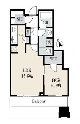パークコート虎ノ門愛宕タワー　都心を軽やかに愉しむ、駅近の1LDK 間取り図