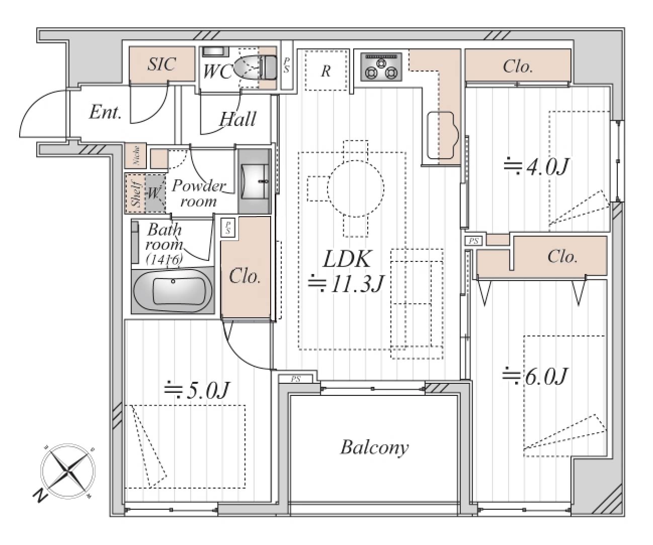 茅場町　利便性と公園の緑に包まれた、穏やかな住まい 間取り図