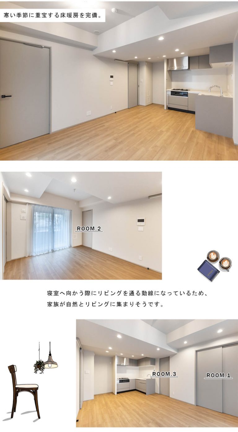 サンウッド東京茅場町パークフロントのリビングダイニング