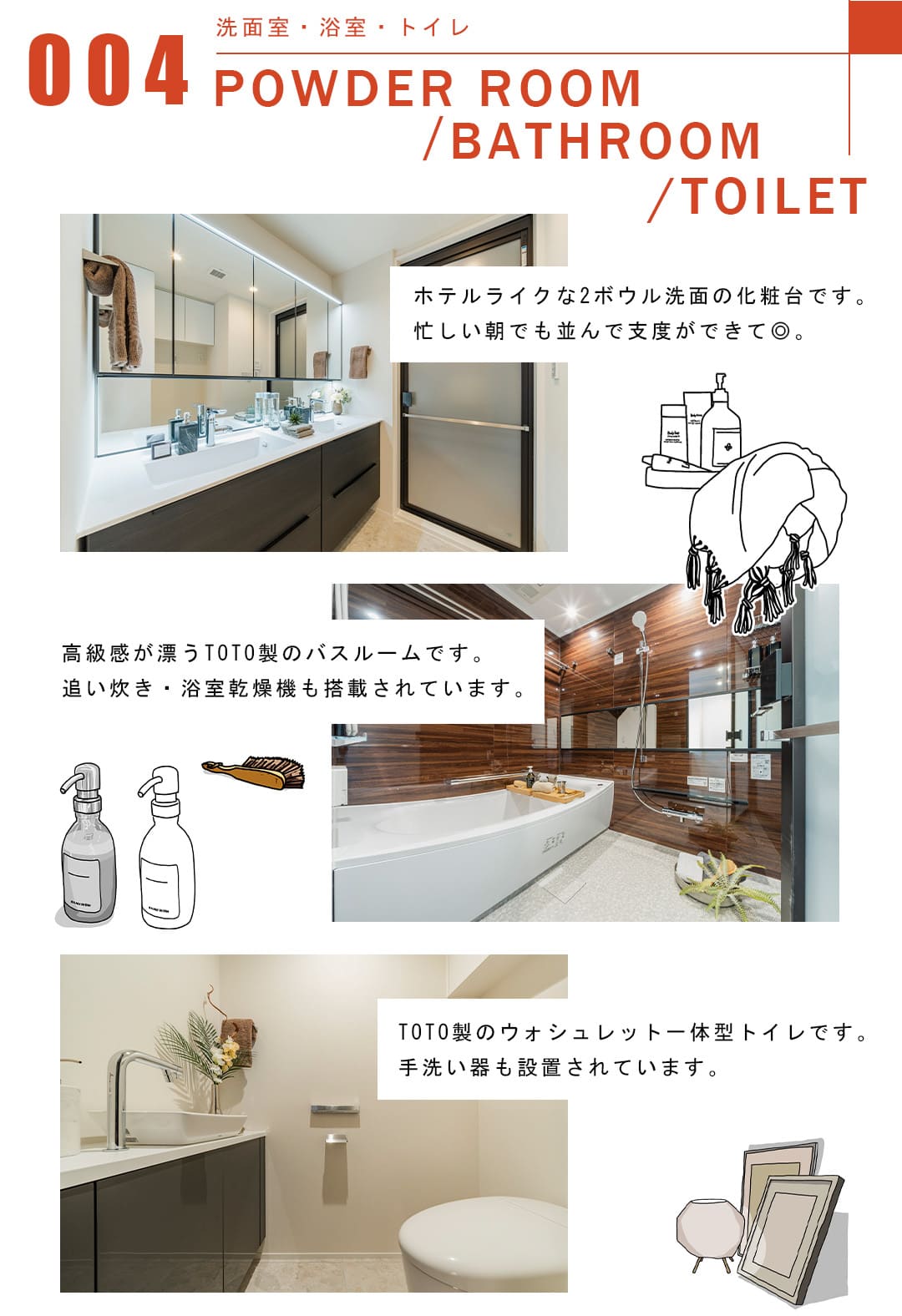 004洗面室,浴室,トイレ,POWDERROOM,BATHROOM,TOILET